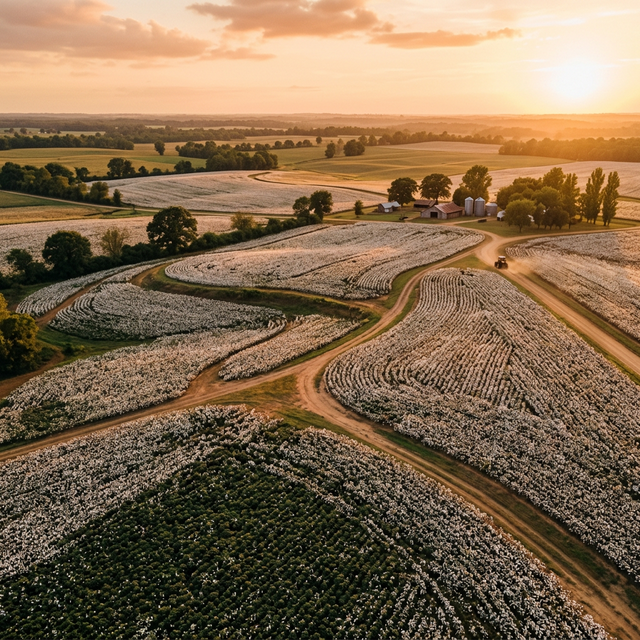 Cotton fields at golden hour